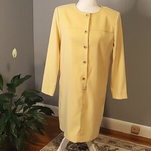 Vintage Positive Attitude Button Down Dress Shoulder Pads Decorative Button Sz 8